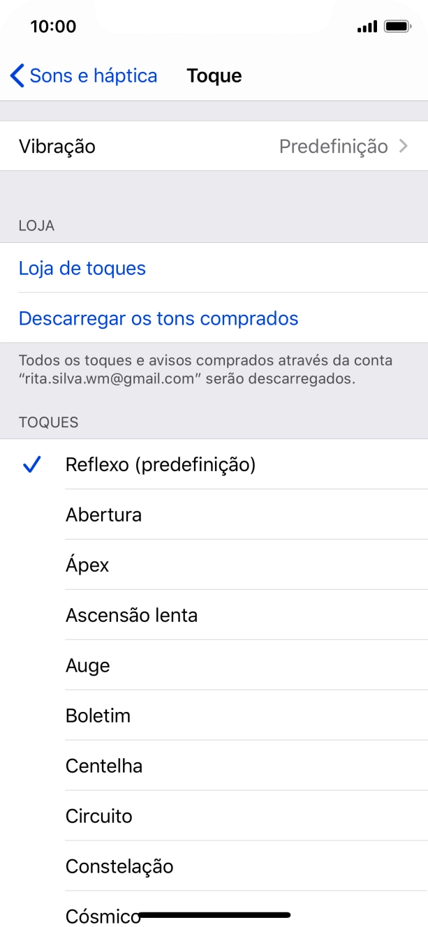 Prima os tons de toque pretendidos para os ouvir.