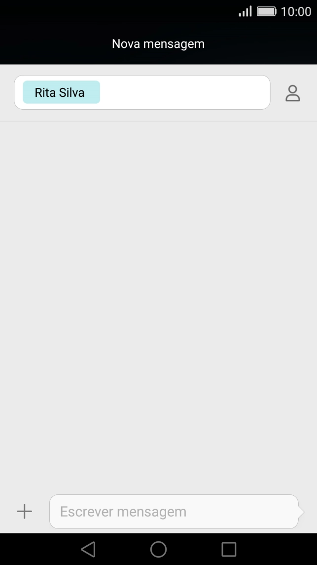 Prima o campo de escrita e escreva o texto da sua mensagem curta.