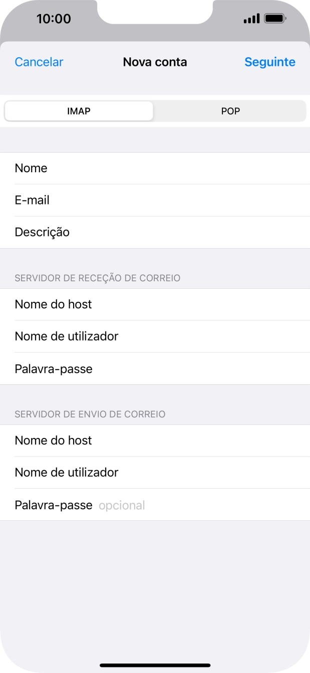 Prima Palavra-passe e introduza a password da sua conta de e-mail na Vodafone.