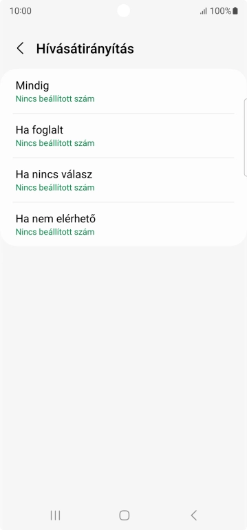 Kattints a kívánt hívásátirányítás-típusra.