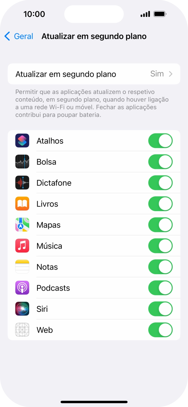 Prima Atualizar em segundo plano.