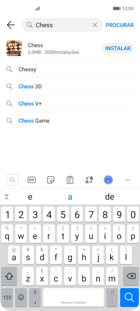 Introduza o nome ou categoria da app pretendida e prima o ícone para pesquisar.