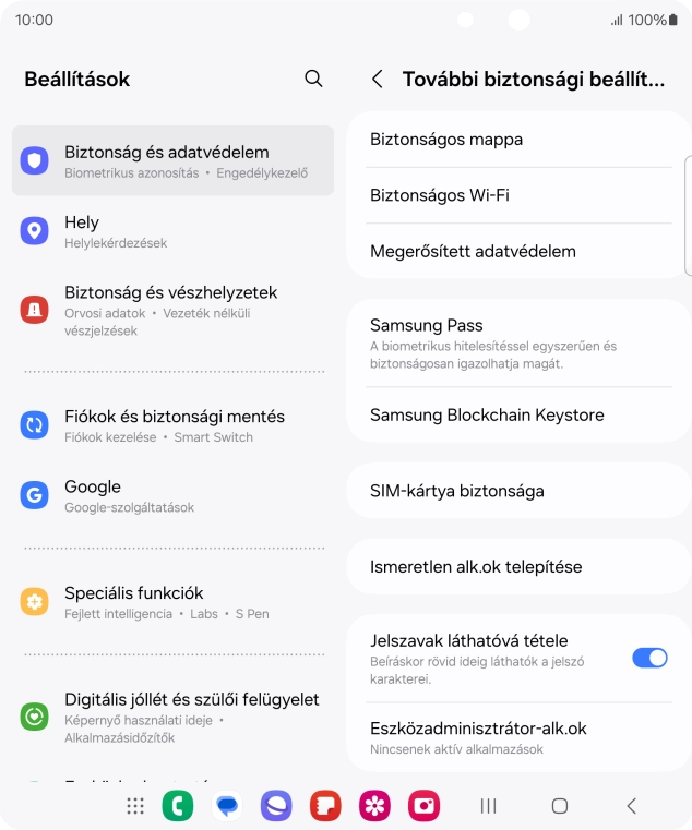 Válaszd a SIM-kártya biztonsága lehetőséget.