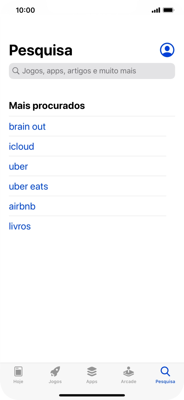 Prima o campo de pesquisa e introduza o nome ou categoria da app pretendida.