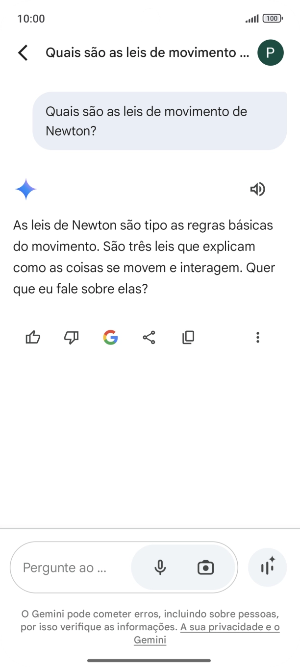 A transcrição da conversa com a Gemini Live é agora mostrada no ecrã.