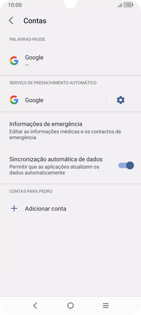 Prima Adicionar conta.