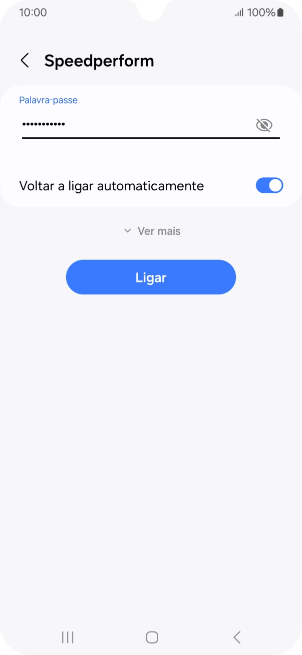 Introduza a password da rede Wi-Fi e prima Ligar.