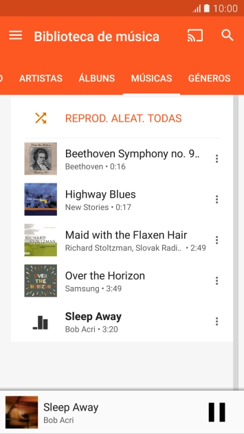Prima o título da música na parte inferior do ecrã.
