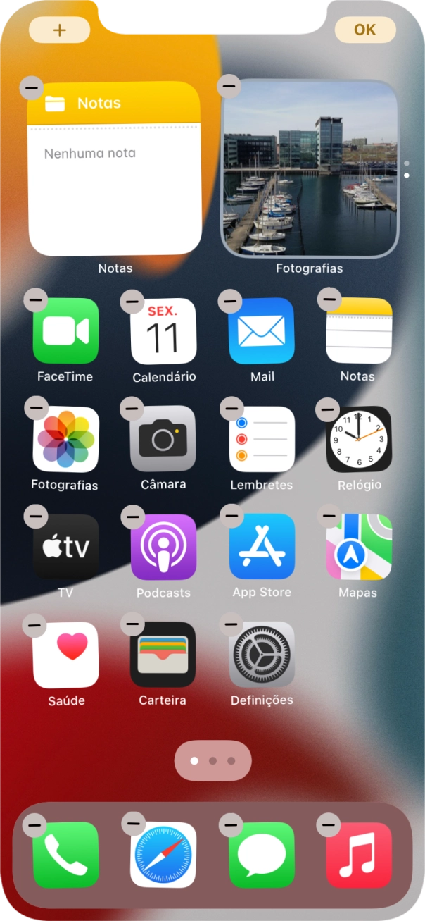 Prima o ícone de páginas do ecrã inicial.