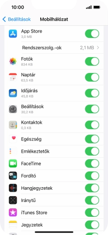 Kattints a kívánt programok melletti csúszkákra a funkciók be- vagy kikapcsolásához.