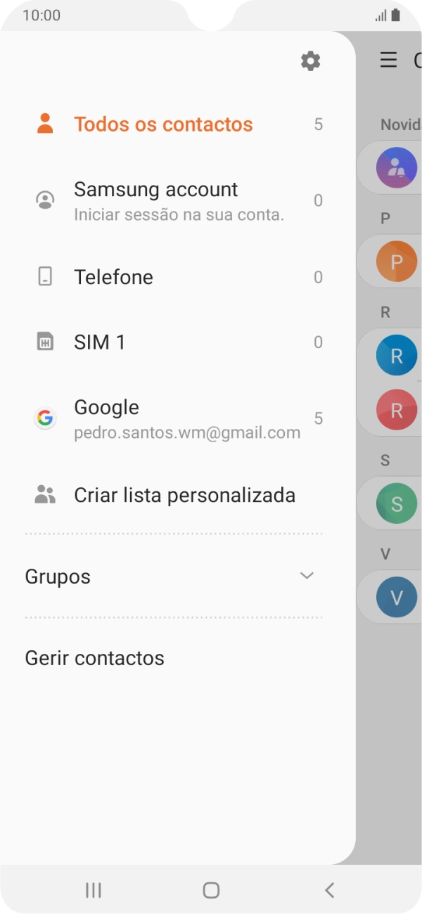 Prima Gerir contactos.