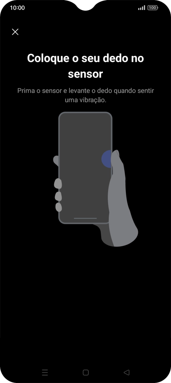 Siga as indicações no ecrã para definir a impressão digital como código de bloqueio.