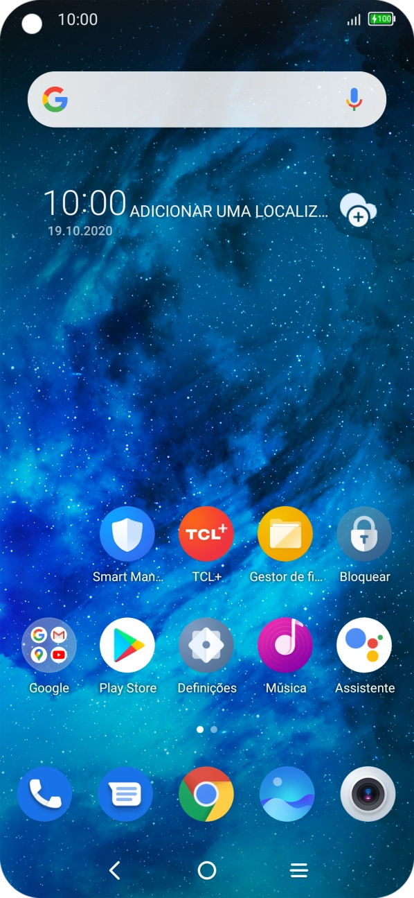 Quando o ícone de bateria em carregamento for mostrado no ecrã, a bateria está em carregamento.