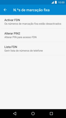 Prima Activar FDN para ativar a marcação permitida.