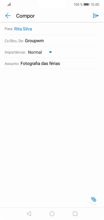 Prima o campo de escrita e escreva o texto do e-mail.