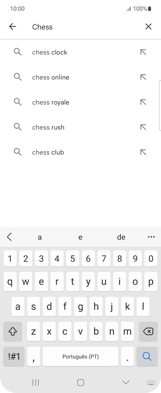 Introduza o nome ou categoria da app pretendida e prima o ícone para pesquisar.