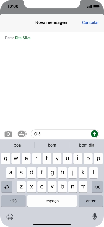 Prima o ícone para enviar.