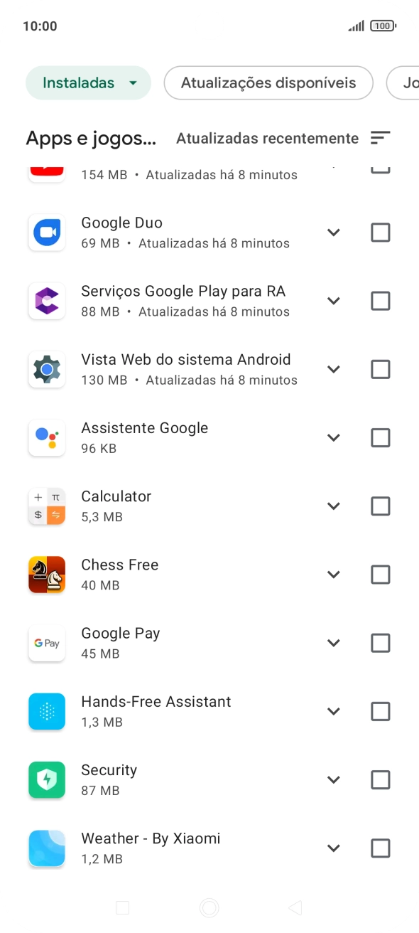 Prima a app pretendida.