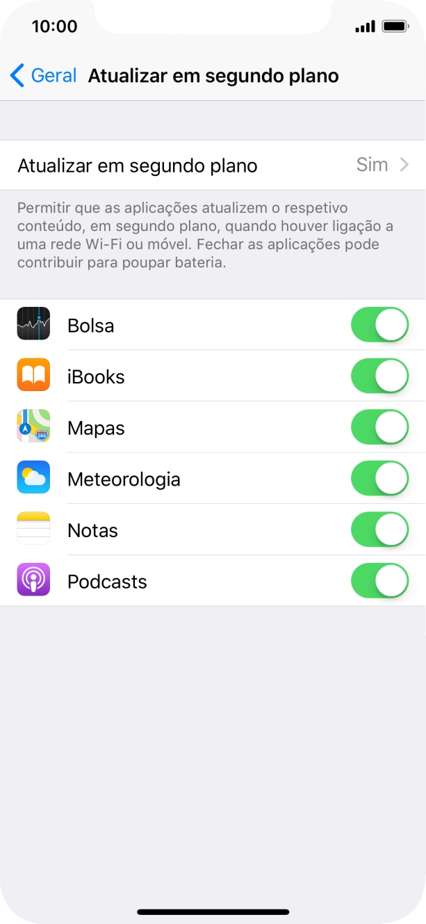 Prima Atualizar em segundo plano.