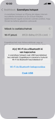 Amennyiben ki van kapcsolva a Wi-Fi, válaszd a Wi-Fi és Bluetooth bekapcsolása lehetőséget.