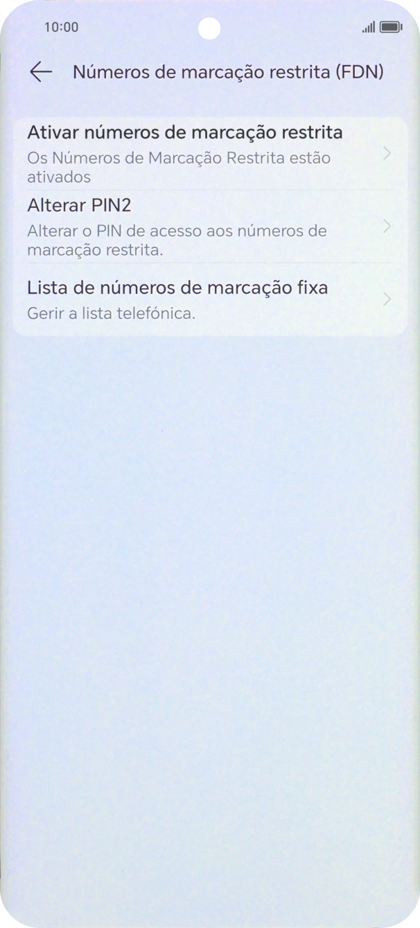 Prima Ativar números de marcação restrita.