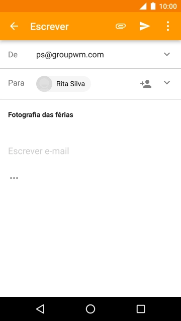 Prima o campo de escrita e escreva o texto do e-mail.