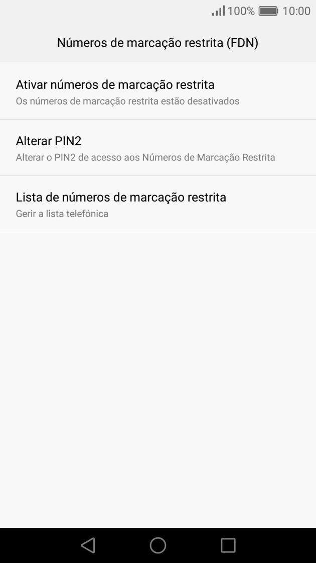 Prima Ativar números de marcação restrita  para ativar a marcação permitida.