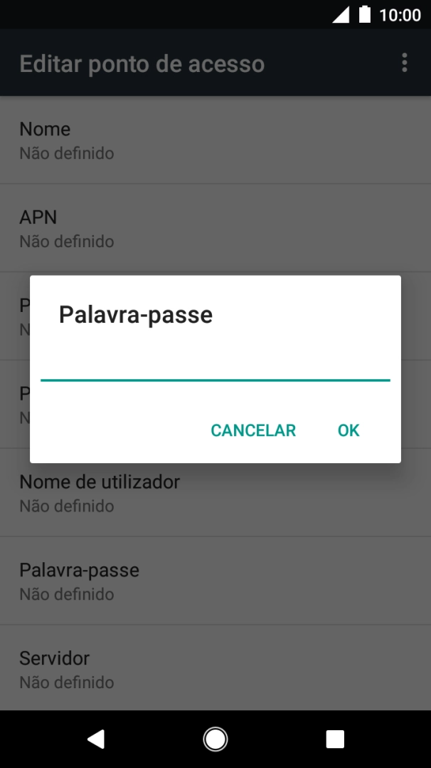 Introduza vodafone e prima OK.
