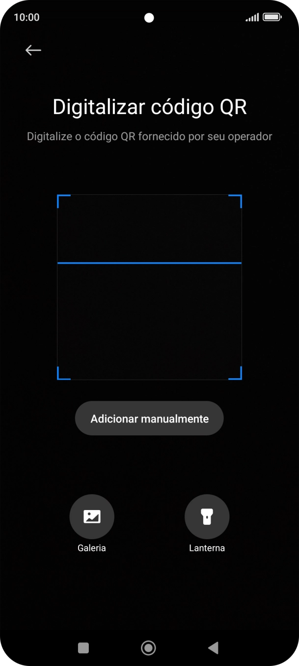 Para scanear o código QR enviado, enquadre-o na moldura da câmara do telefone.