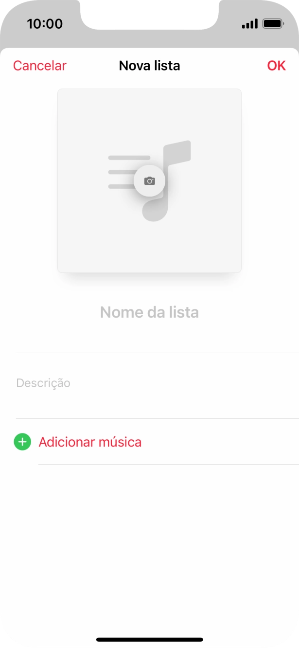 Prima o campo de escrita e introduza o nome da lista de reprodução.