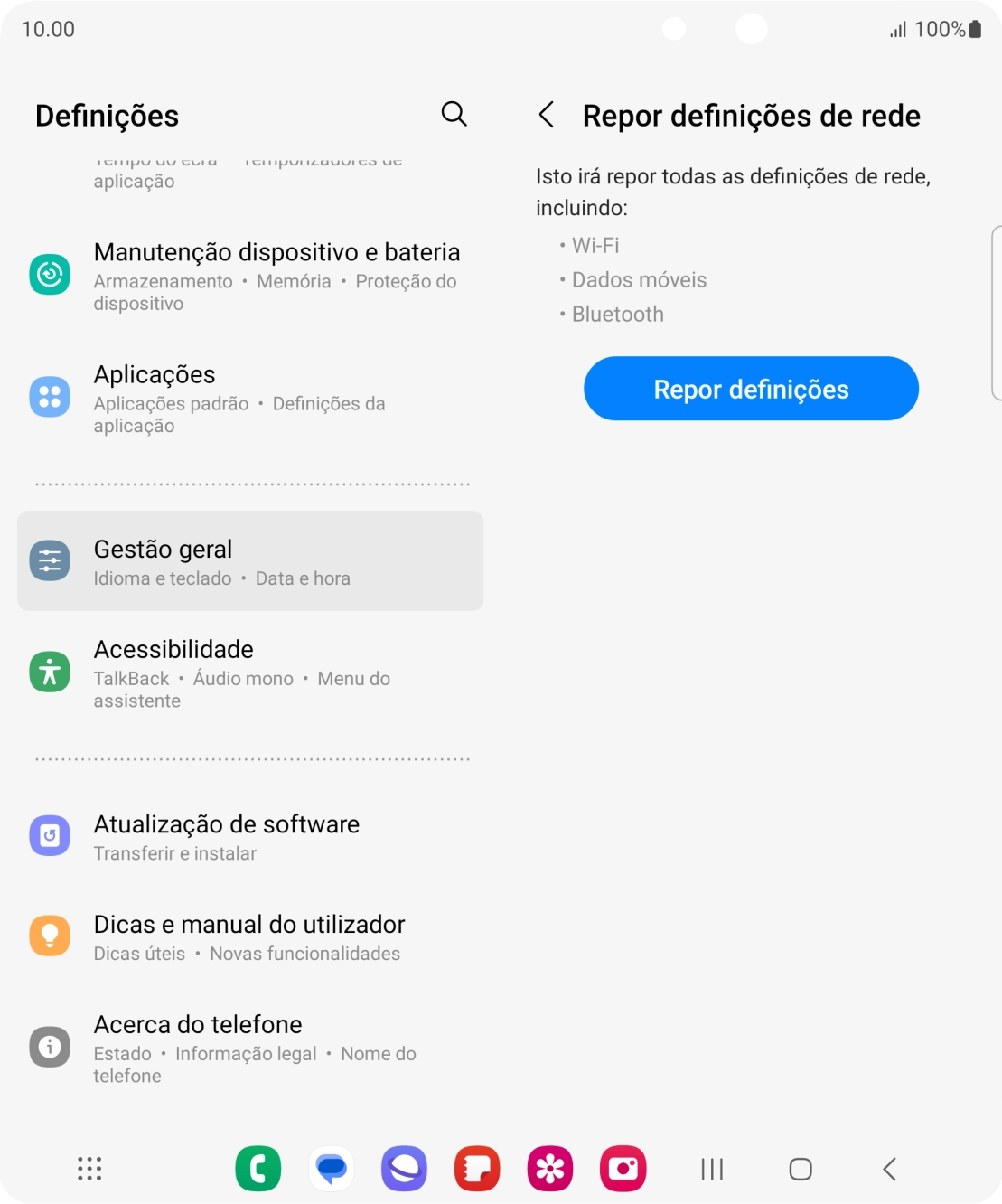 Prima Repor definições.