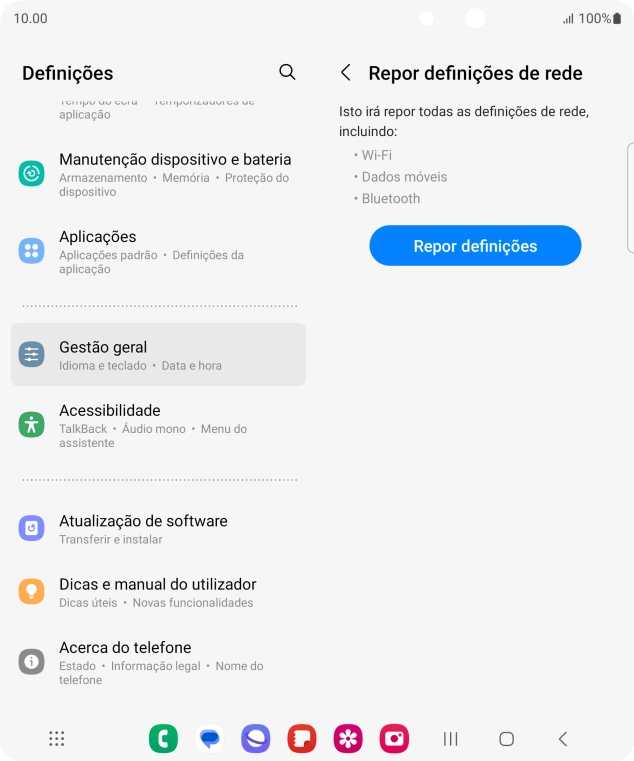 Prima Repor definições.
