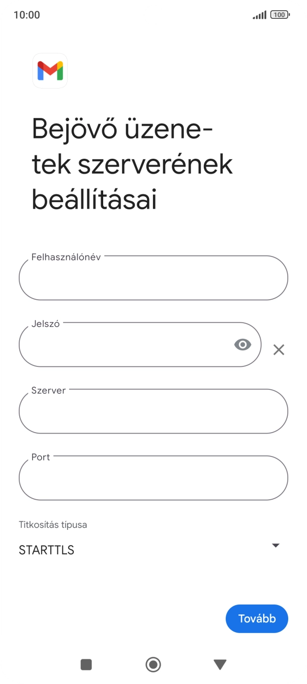 Kattints a „Felhasználónév” alatti mezőre, és írd be az e-mail-fiókodhoz tartozó felhasználónevet.