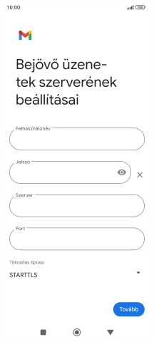 Kattints a „Felhasználónév” alatti mezőre, és írd be az e-mail-fiókodhoz tartozó felhasználónevet.