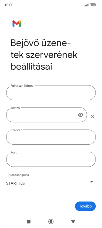 Kattints a „Felhasználónév” alatti mezőre, és írd be az e-mail-fiókodhoz tartozó felhasználónevet.