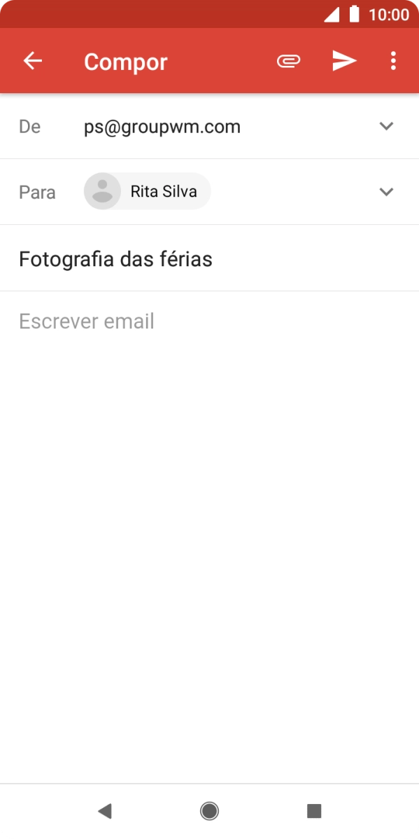 Prima o campo de escrita e escreva o texto do e-mail.