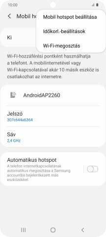 Válaszd a Mobil hotspot beállítása lehetőséget.