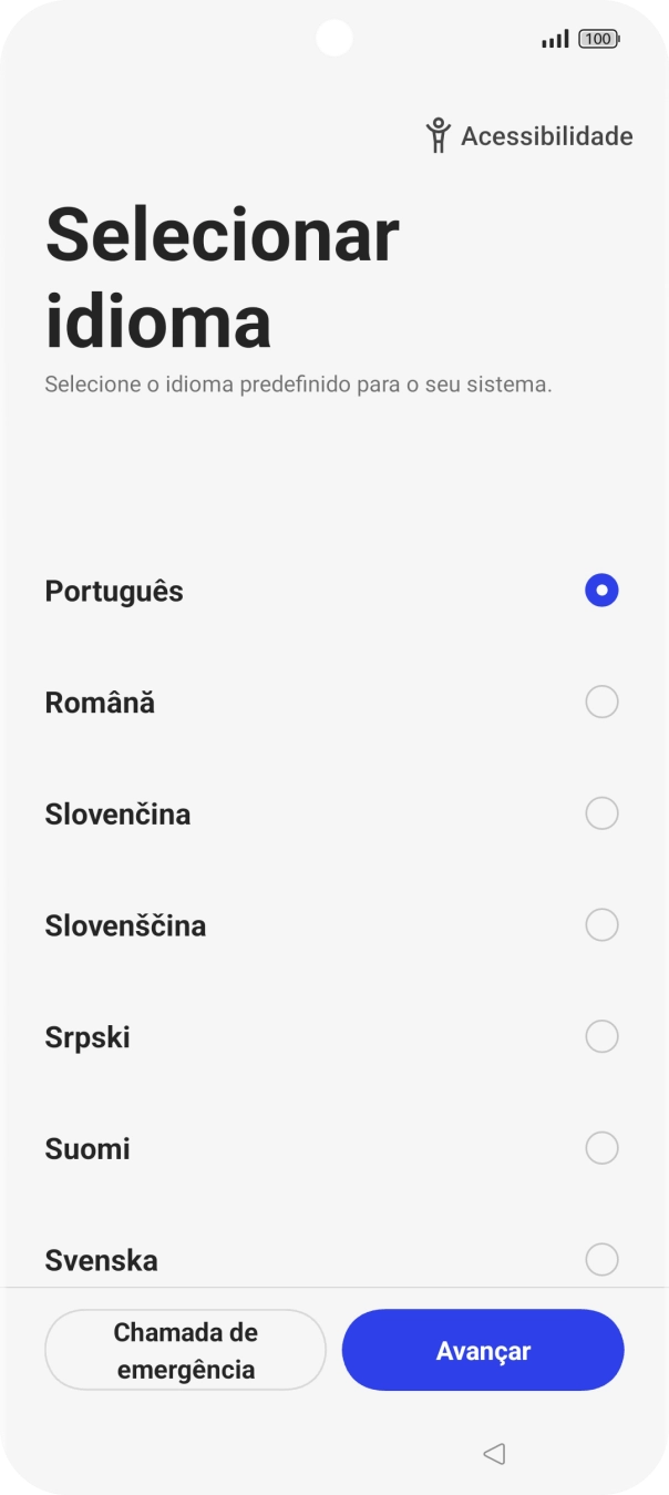 Prima o idioma pretendido.