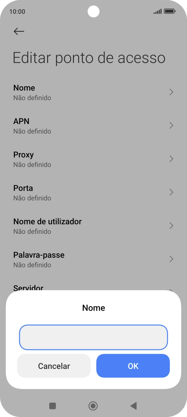 Introduza Vodafone Internet e prima OK.