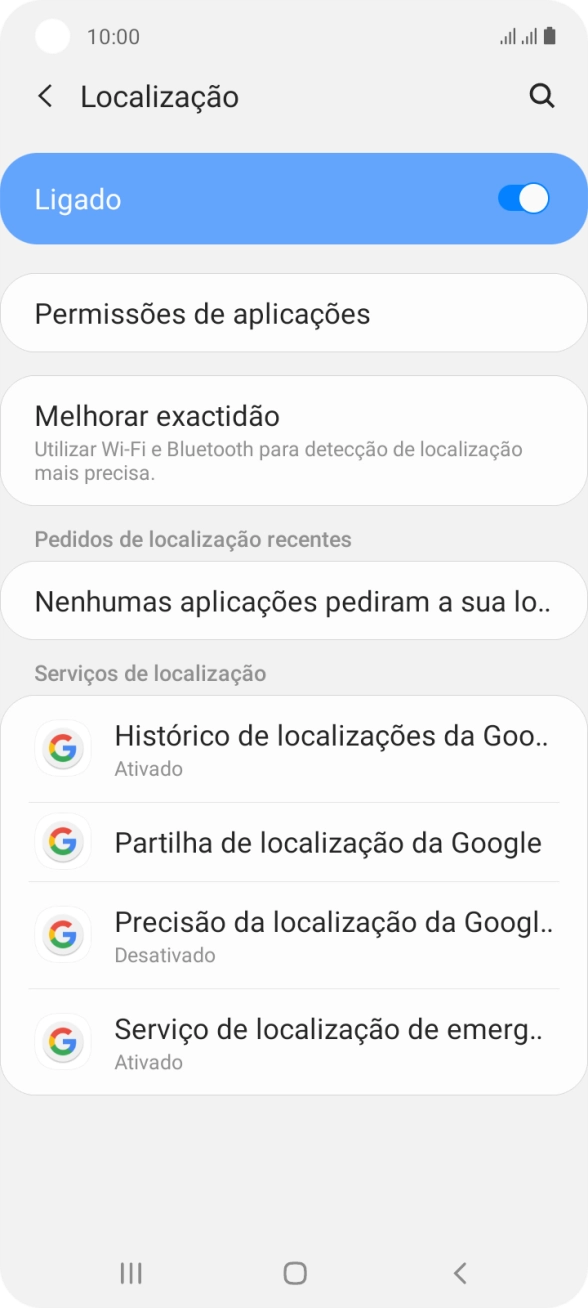 Prima Permissões de aplicações.