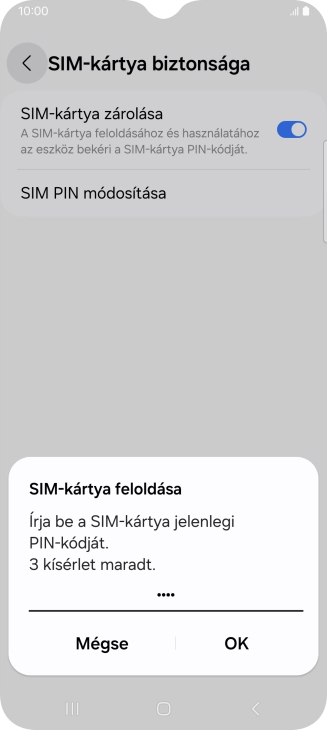 Írd be a PIN-kódot, és válaszd az OK lehetőséget.