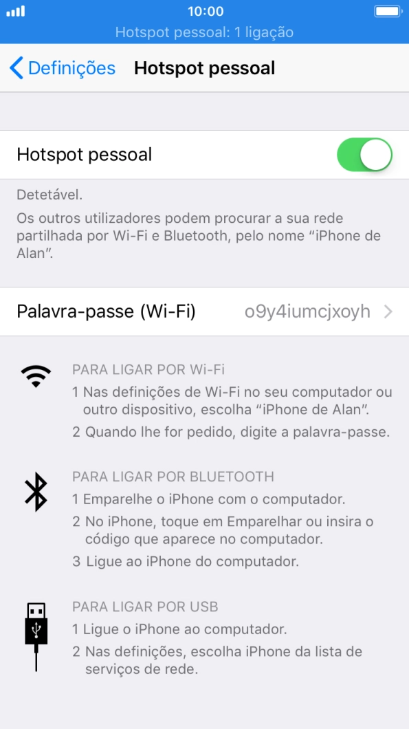 Prima Palavra-passe (Wi-Fi) e introduza a password pretendida.