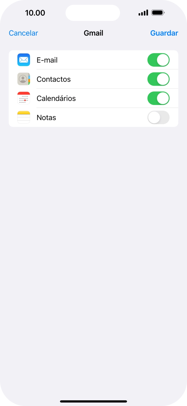 Se o ecrã mostrar esta imagem, a sua conta foi identificada e configurada automaticamente. Siga as indicações no ecrã para introduzir informações adicionais e concluir a configuração.