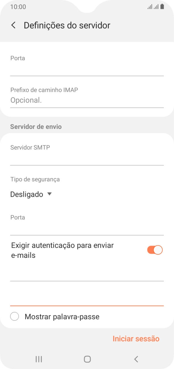 Prima Iniciar sessão.