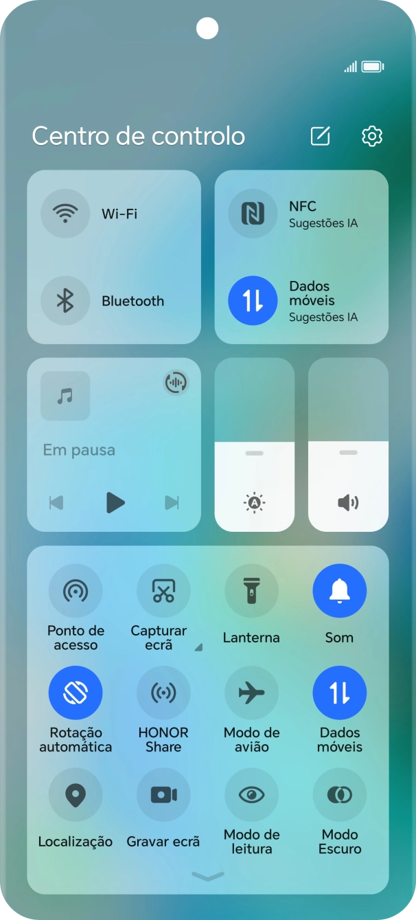 Prima o ícone de perfil as vezes necessárias para ativar ou desativar o perfil silencioso.