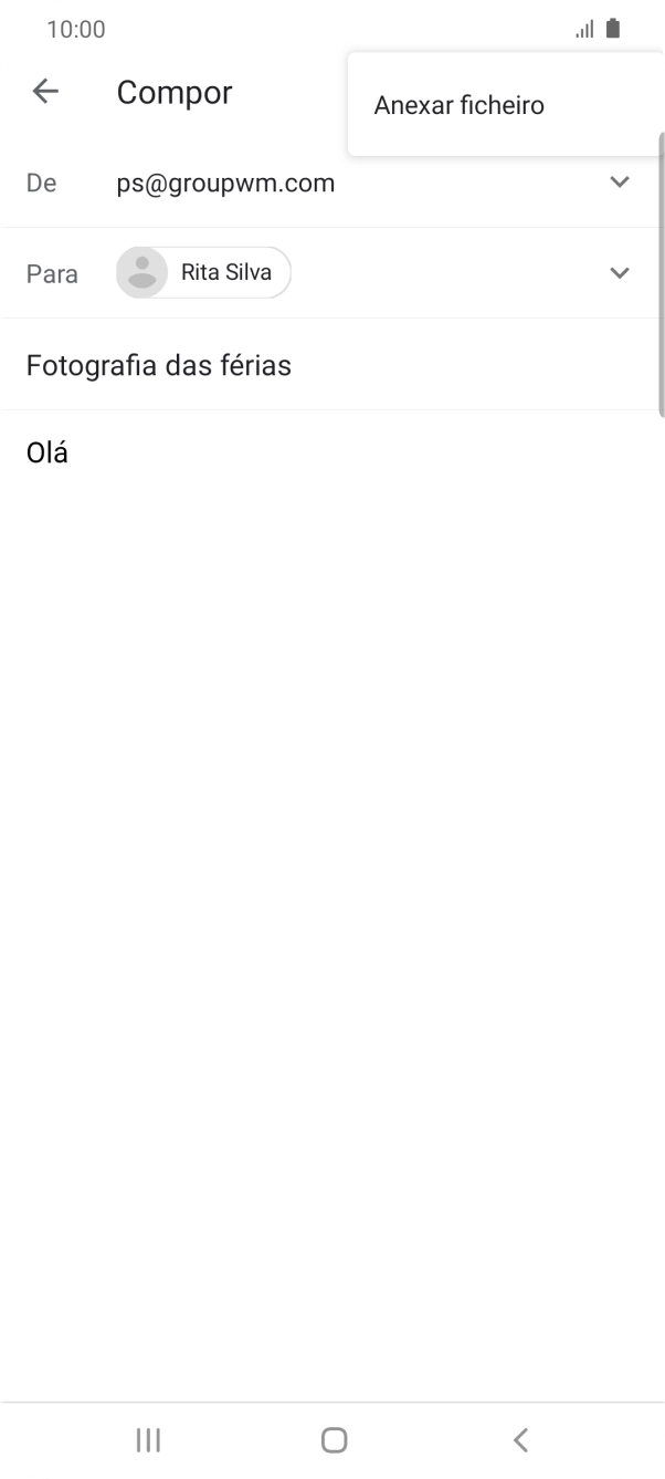 Prima Anexar ficheiro e vá até à pasta pretendida.