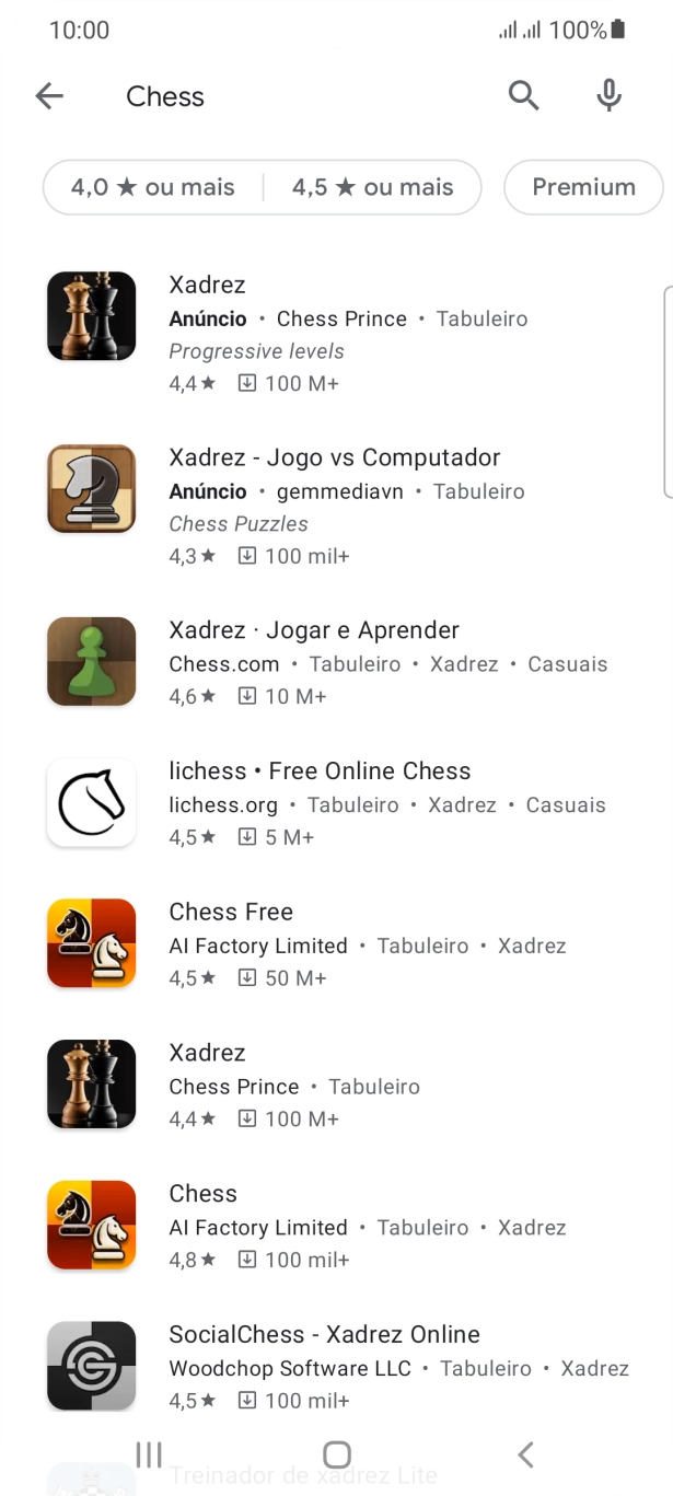 Prima a app pretendida.