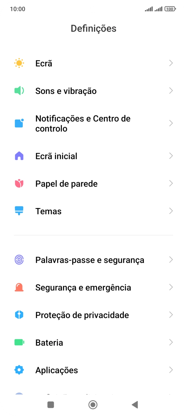 Prima Notificações e Centro de controlo.