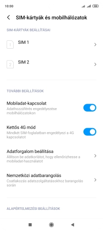 Kattints a kívánt SIM-kártyára.