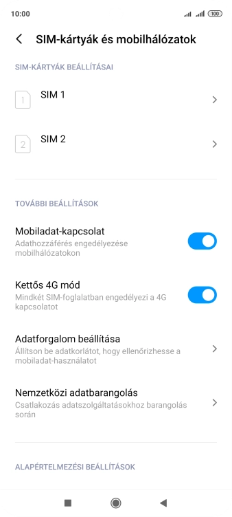 Kattints a kívánt SIM-kártyára.